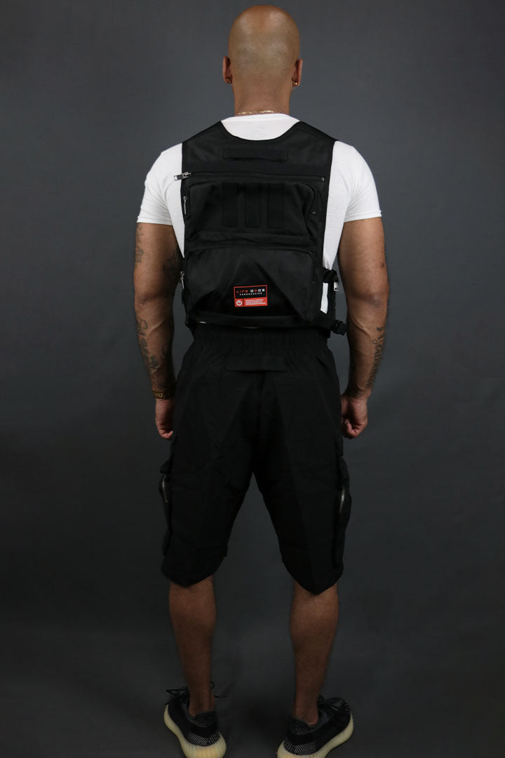 The full backside of the Tactical Military Backpack Streetwear Vest Life Code | Black