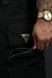 A close up of the zipper pocket on the Nylon Taslan Tactical Military Cargo Shorts Life Code