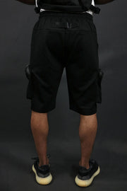 The backside of the Tech Fleece Streetwear Military  Cargo Shorts Life Code | Black