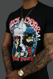 The short sleeves on the Vintage Cheech and Chong World Tour T-Shirt | Black