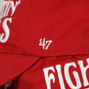 47 brand logo on the Philadelphia Phillies 2022 World Series Fightin' Phils Phillies Logo Side Patch Red Adjustable Dad Hat