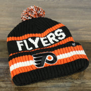 front of the Philadelphia Flyers Two Sided Cuffed Winter Beanie | Orange, White, And Black Winter Beanie