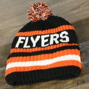 back side of the Philadelphia Flyers Two Sided Cuffed Winter Beanie | Orange, White, And Black Winter Beanie