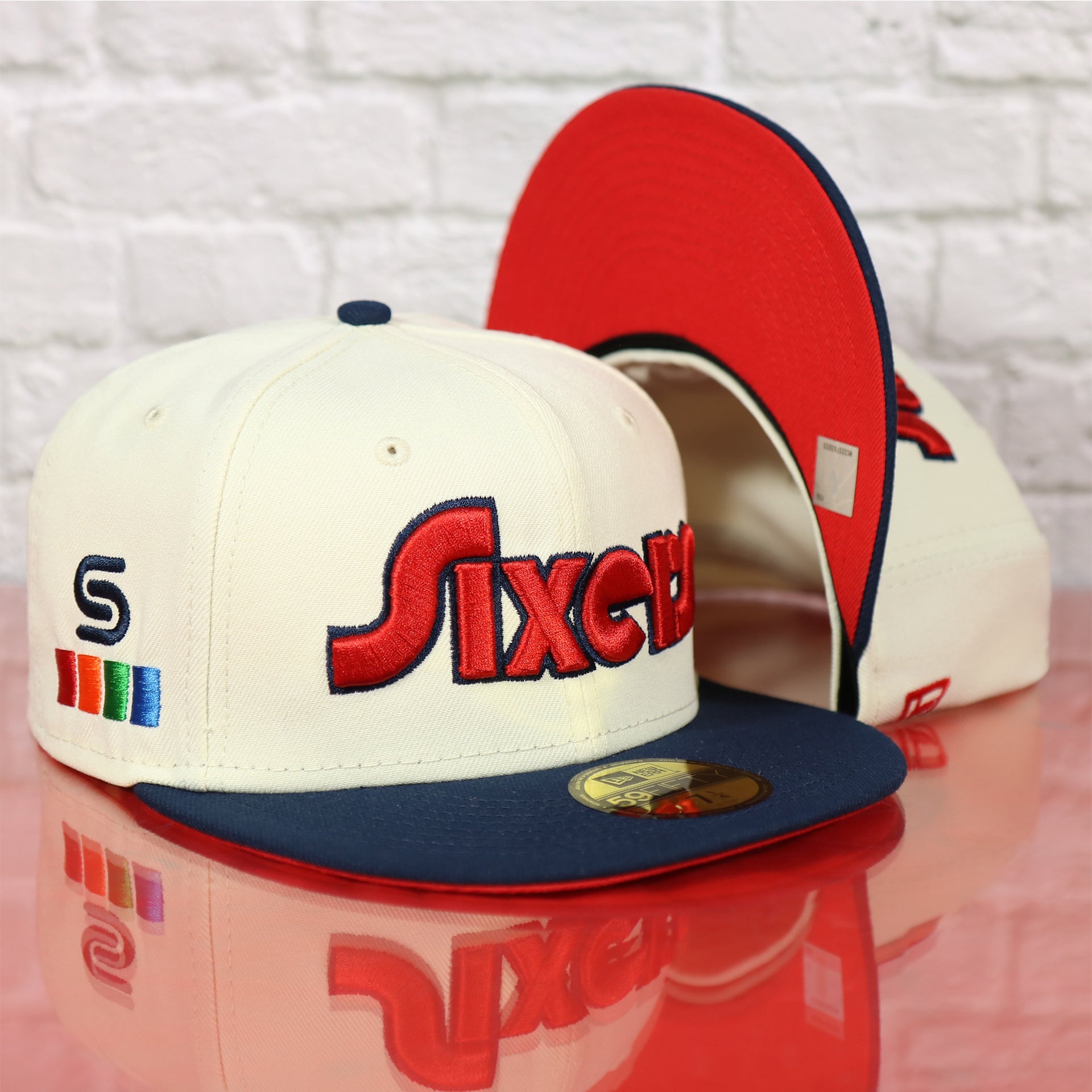 Philadelphia 76ers 2022 City Edition Sixers Script Spectrum Side Patch Chrome/Navy 59Fifty Fitted Cap