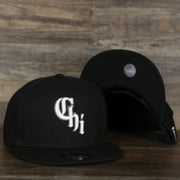 front and bottom of the Chicago White Sox MLB City Connect 2021 On-Field 9Fifty Black Bottom Snapback | Black