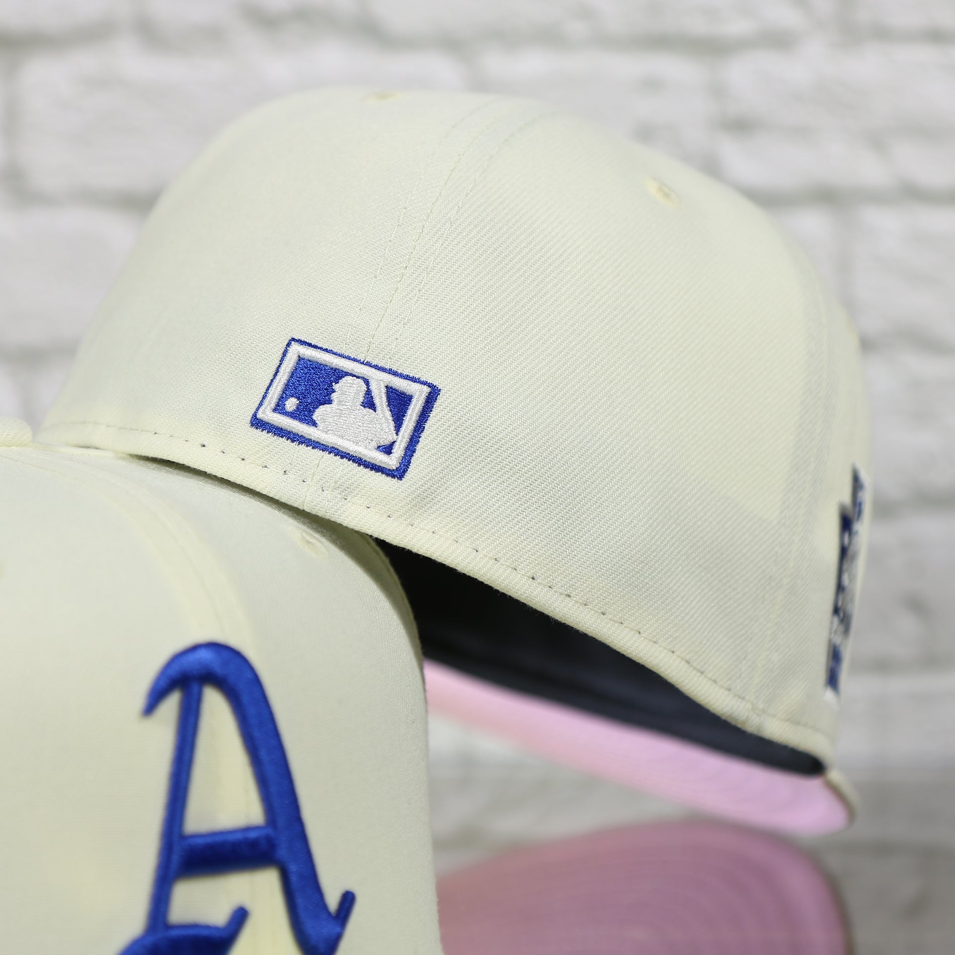 MLB cooperstown logo on thje Philadelphia Athletics 1929 World Series Side Patch Pink Bottom Chrome 59Fifty Fitted Cap | "The Athletics Pack"