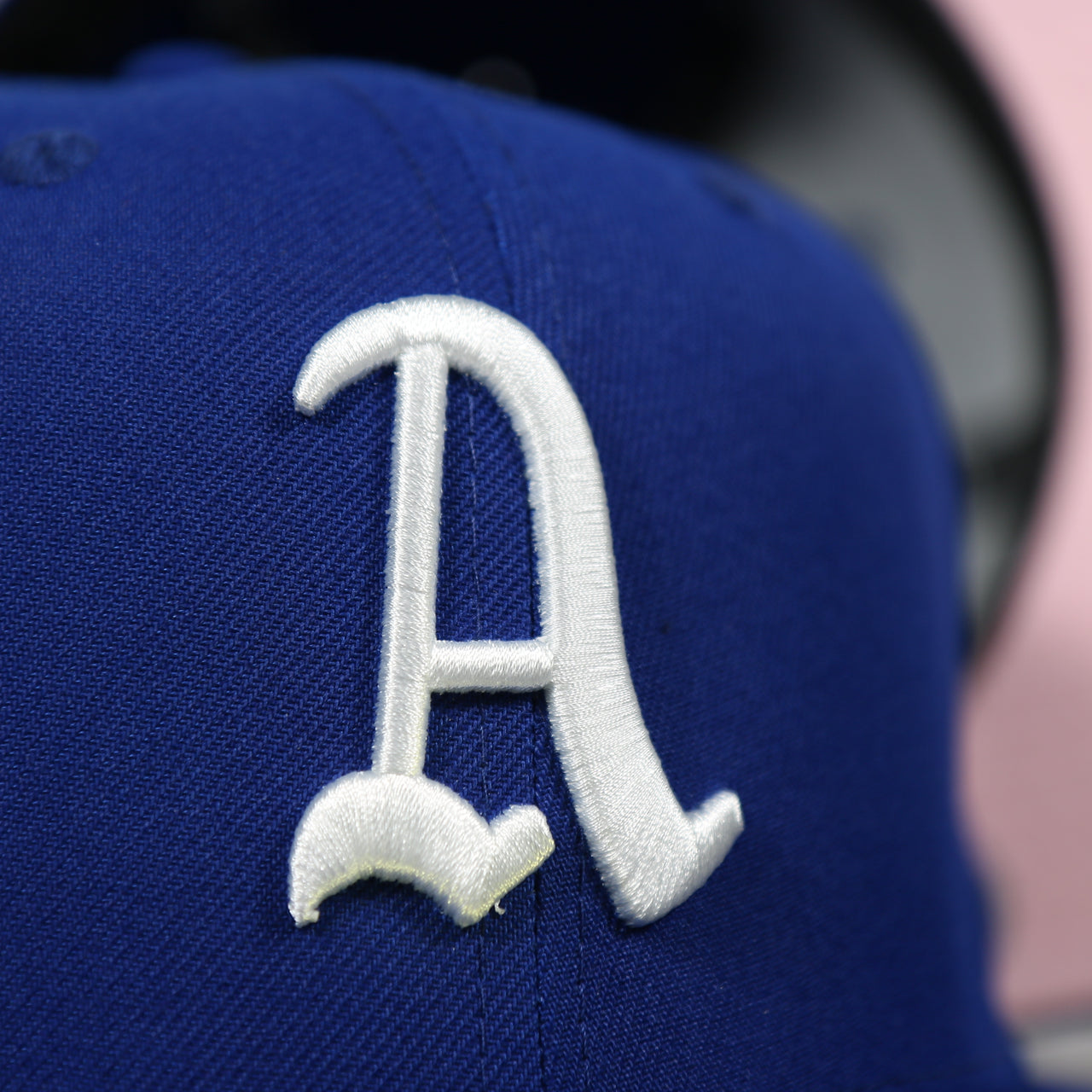athletics logo on the Philadelphia Athletics 1911 World Series Side Patch Pink Bottom Royal 59Fifty Fitted Cap | "The Athletics Pack"