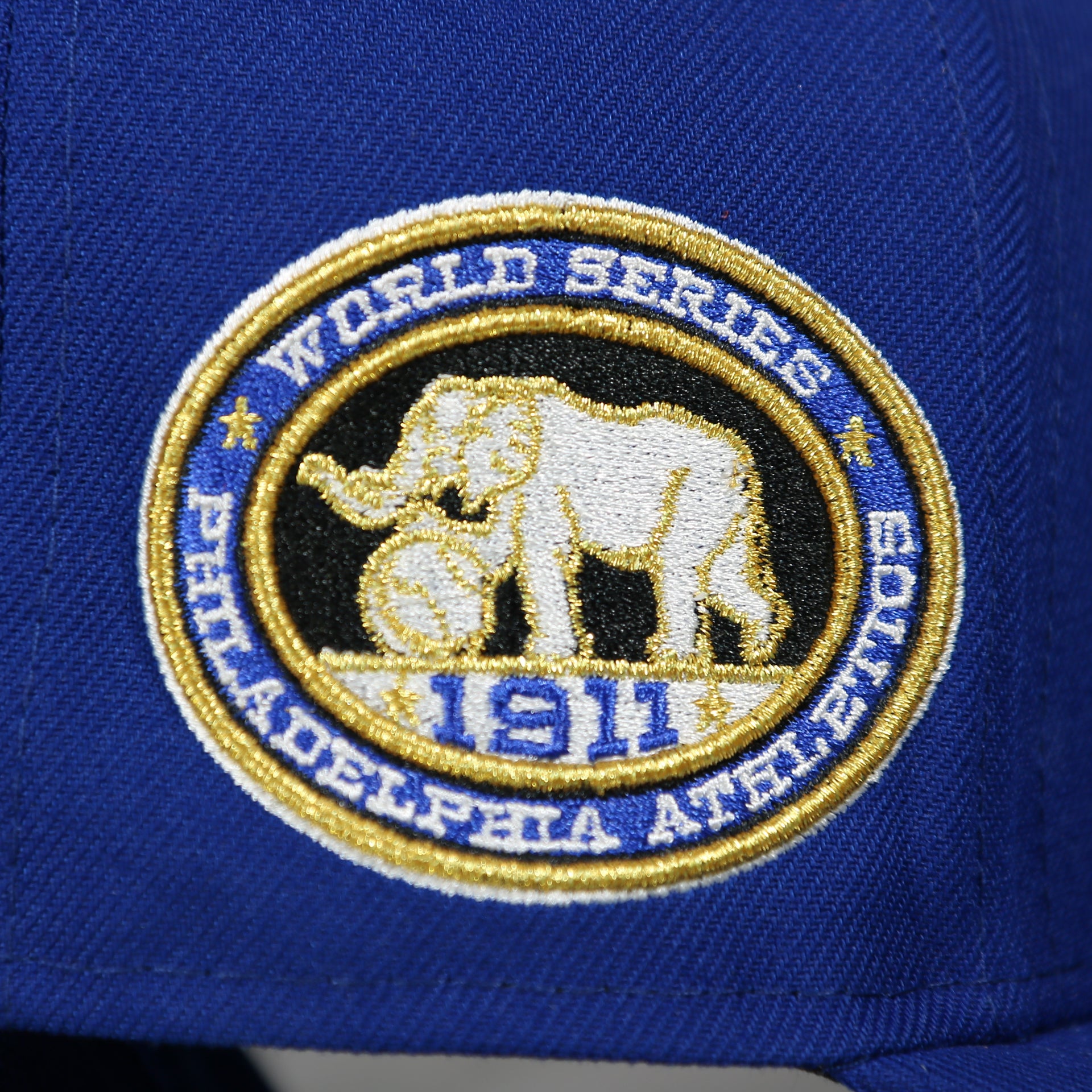 1911 world series patch on the Philadelphia Athletics 1911 World Series Side Patch Pink Bottom Royal 59Fifty Fitted Cap | "The Athletics Pack"