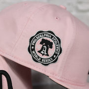 wearers right of the Philadelphia Athletics 1910 World Series Side Patch Black Bottom Pink 59Fifty Fitted Cap | "The Athletics Pack"