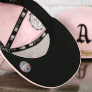 black under visor on the Philadelphia Athletics 1910 World Series Side Patch Black Bottom Pink 59Fifty Fitted Cap | "The Athletics Pack"