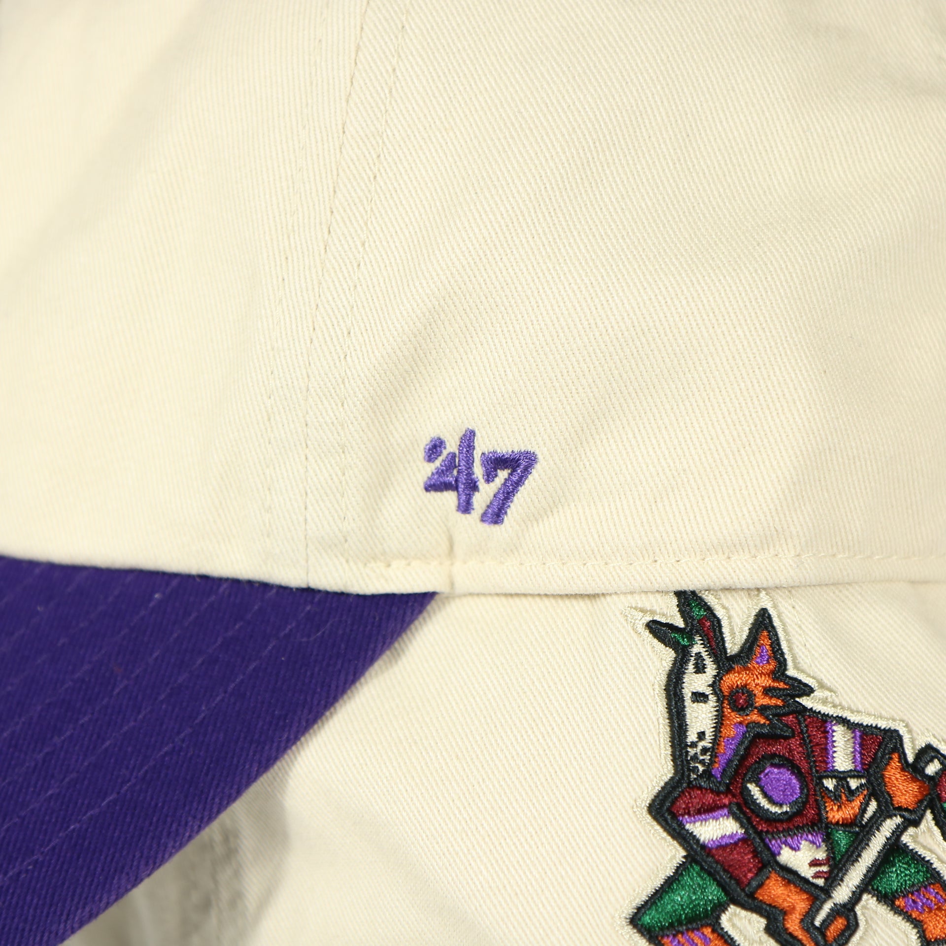 47 brand logo Arizona Coyotes Throwback Distressed White Dad Hat | White Adjustable Baseball Cap