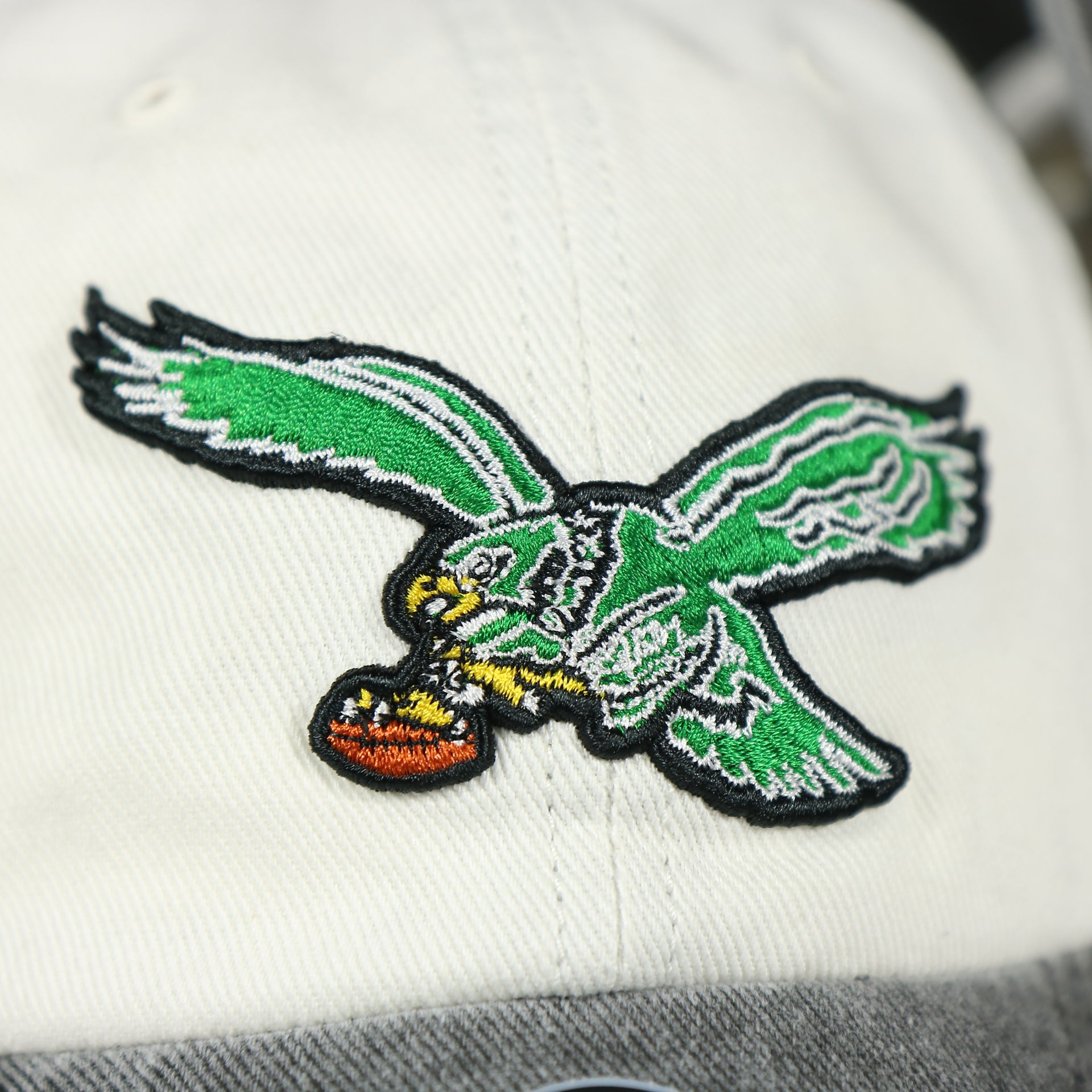 eagles logo on the front Philadelphia Eagles Throwback White Dad Hat Hat | White Adjustable Baseball Cap