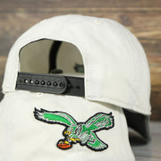 backside of the Philadelphia Eagles Throwback White Dad Hat Hat | White Adjustable Baseball Cap