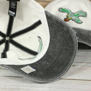 underside of the Philadelphia Eagles Throwback White Dad Hat Hat | White Adjustable Baseball Cap