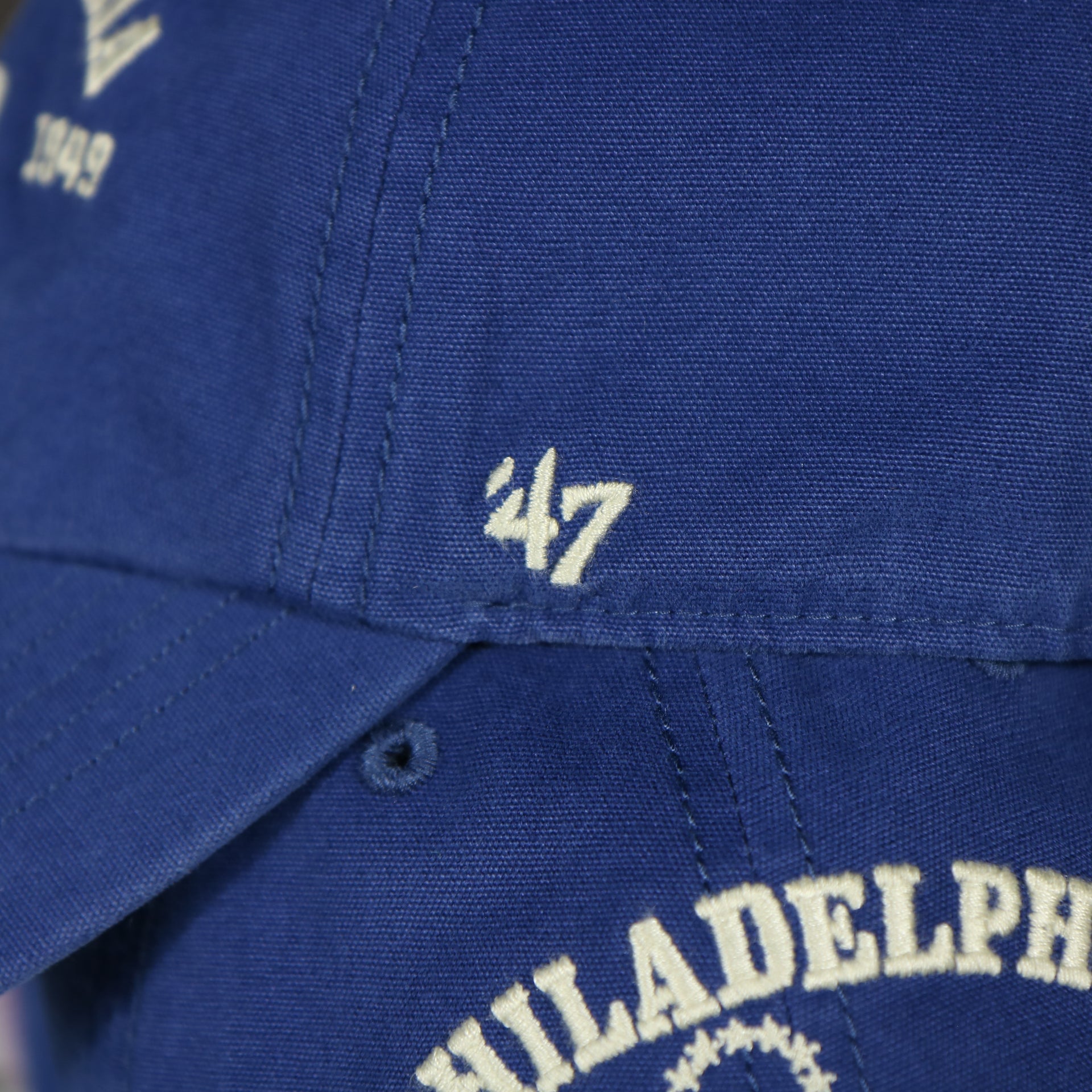 47 brand logo Philadelphia 76ers Throwback Distressed Blue Dad Hat | Blue Adjustable Baseball Cap