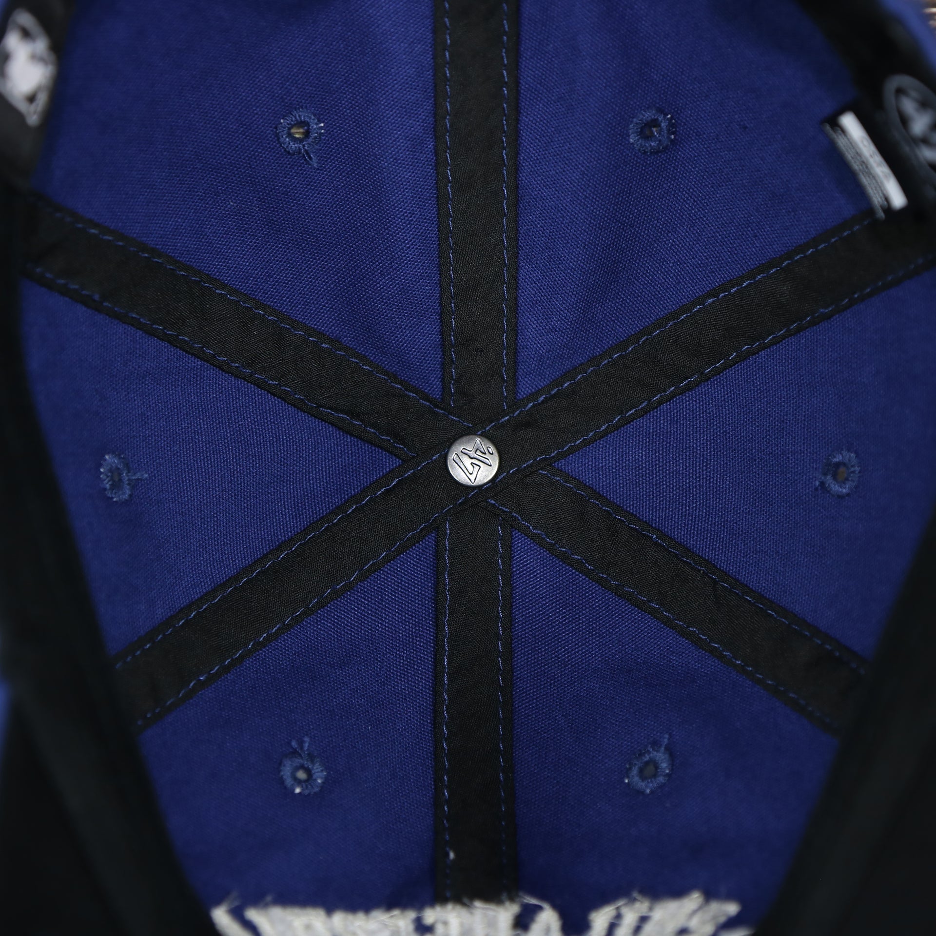 47 brand logo on the inside of the Philadelphia 76ers Throwback Distressed Blue Dad Hat | Blue Adjustable Baseball Cap