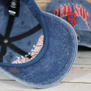 underside of the Boston Red Sox Throwback Distressed Blue Dad Hat | Blue Adjustable Baseball Cap