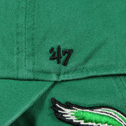 47 brand logo on the Philadelphia Eagles Throwback Distressed White Dad Hat Hat | White Adjustable Baseball Cap