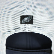 egales tag on the back of the Philadelphia Eagles American Flag Mesh Back Trucker Hat | Navy Trucker Hat