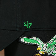 47 brand logo on the Throwback Philadelphia Eagles Black Adjustable Dad Hat