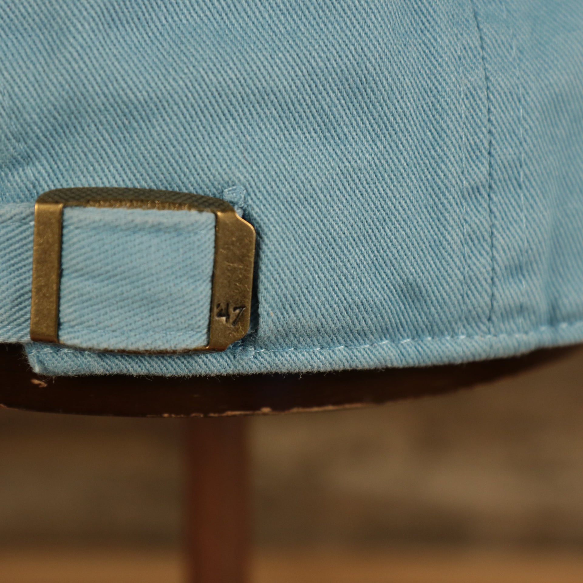47 brand strap on the back of the Philadelphia Phillies 1970 Quaker Logo Powder Blue Adjustable Dad Hat