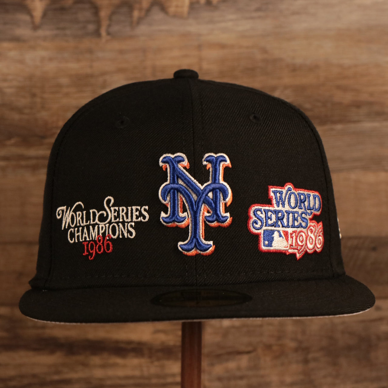 New York Mets 1986 World Series Script Patch Gray Bottom 59Fifty Fitted Cap