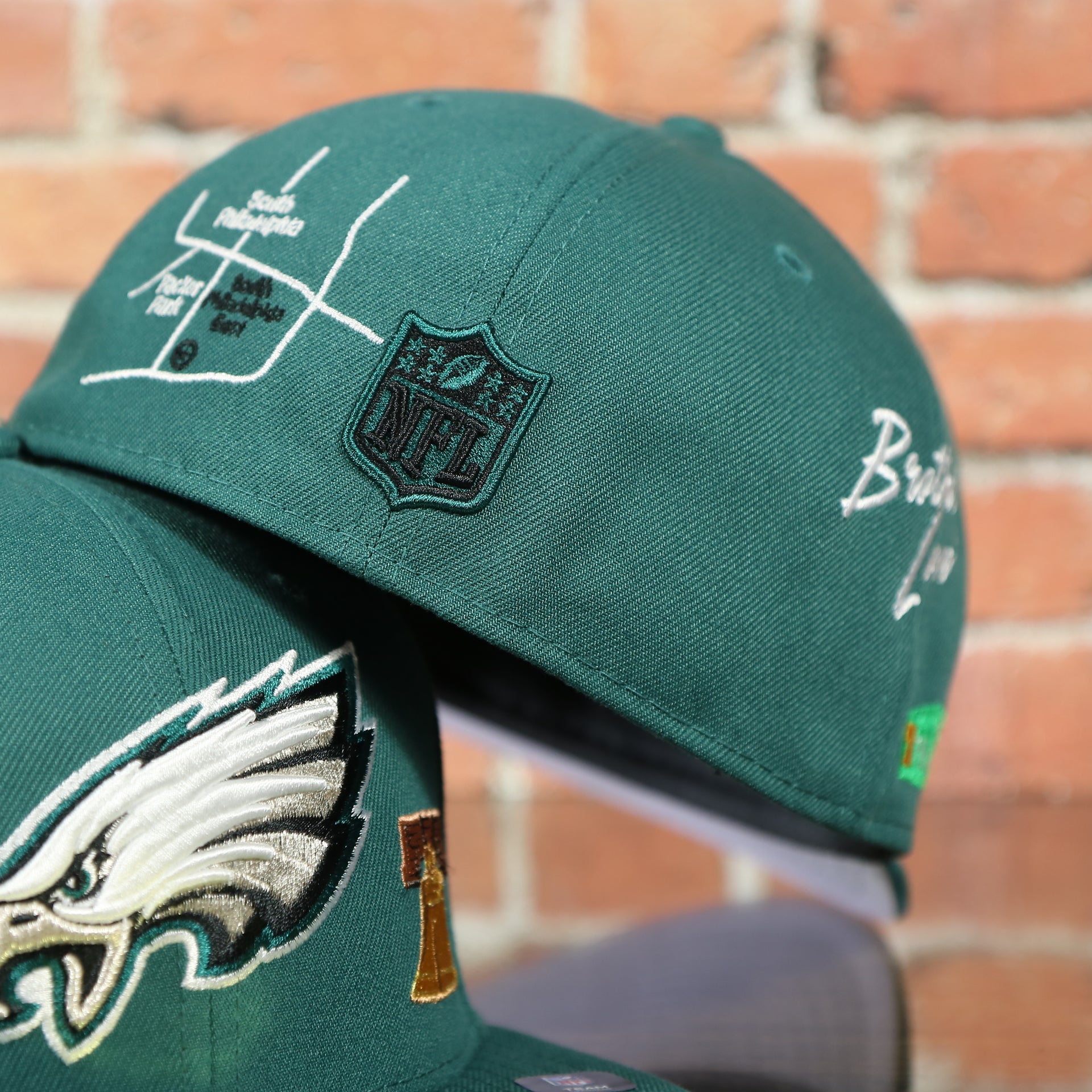 back side of the Philadelphia Eagles City Transit All Over Side Patch Gray Bottom 59Fifty Fitted Cap