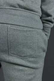 The back pocket on the suede fleece heather grey joggers are awesome for any additional storage you need when on the go