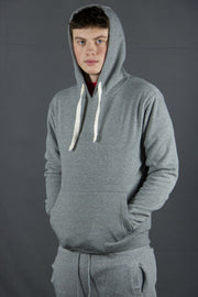 Elevate your style while keeping warm with the great fitting classic fleece heather gray pullover hoodie