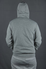 The hood on the classic fleece heather gray pullover hoodie sits perfectly on your head or back no matter if you wear it up or down