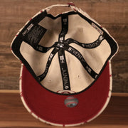 An inside view of the crown of the Philadelphia Phillies cream floral baseball hat.