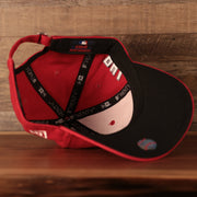 The inside view of the red Phillies 9twenty dad hat for the fourth of July 2021 by New Era.