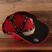 The inside view of the red Phillies flexfit hat for the fourth of July 2021 by New Era.