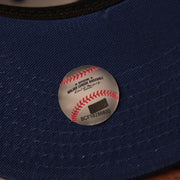The official Major League Baseball logo on the blue bottom fitted 59fifty for the New York Mets.