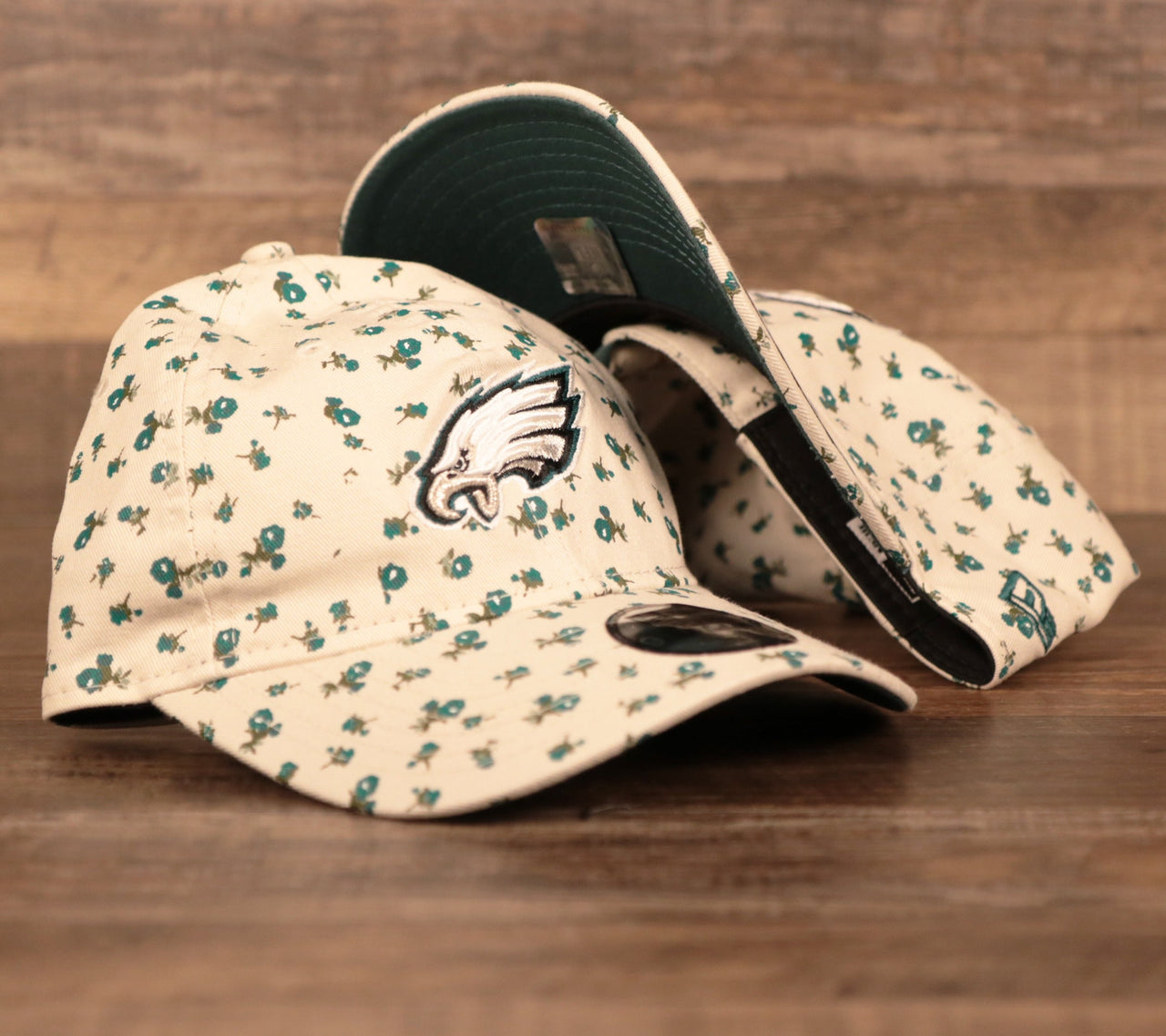 The Philadelphia Eagles cream youth micro floral baseball hat by New Era.