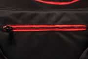 The front pocket on the Flight Pack Sneaker Duffle Bag To Match Bred 11s | Sneaker Duffel Travel Bag