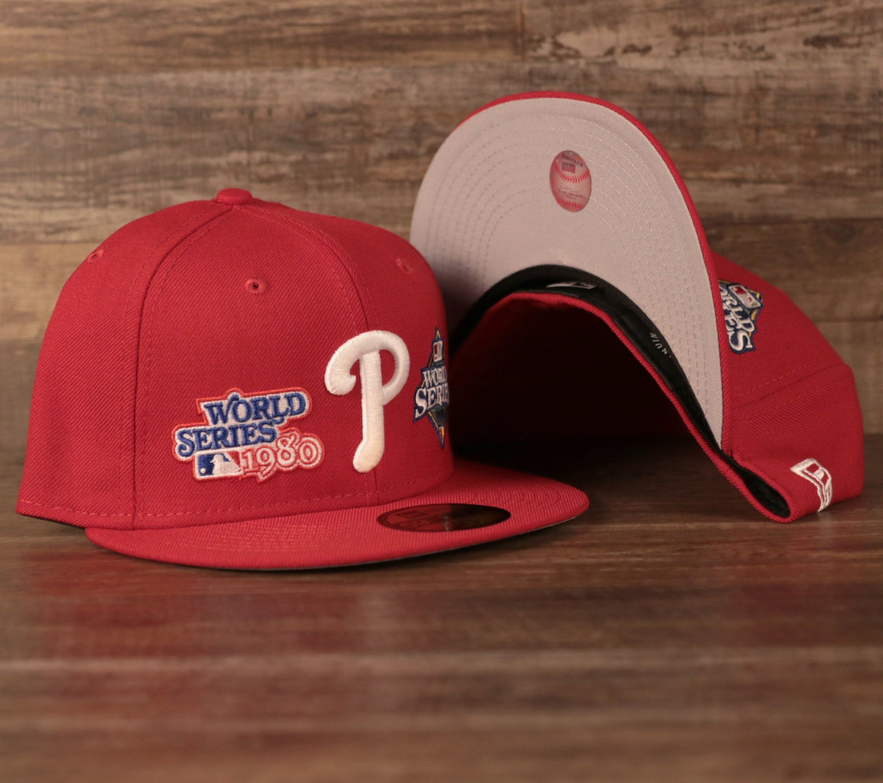 Philadelphia Phillies All Over World Series Side Patch 2x Champ Gray Bottom 59Fifty Fitted Cap