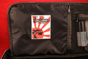 The Foot Clan Rubber Patch on the Flight Pack Sneaker Duffle Bag To Match Bred 11s | Sneaker Duffel Travel Bag