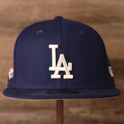 Dodgers Grey Bottom Fitted Cap | Los Angeles Dodgers 1998 World Series Patch Gray Underbrim Fitted Hat the front of this hat has the dodgers logo in white