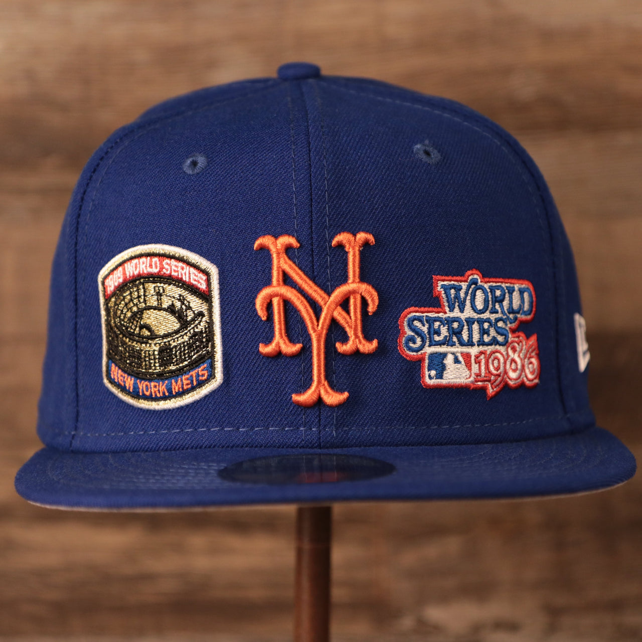New York Mets All Over World Series Side Patch 2x Champ Gray Bottom 59Fifty Fitted Cap