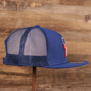 The right side of the mesh snapback hat for the Philadelphia 76ers.