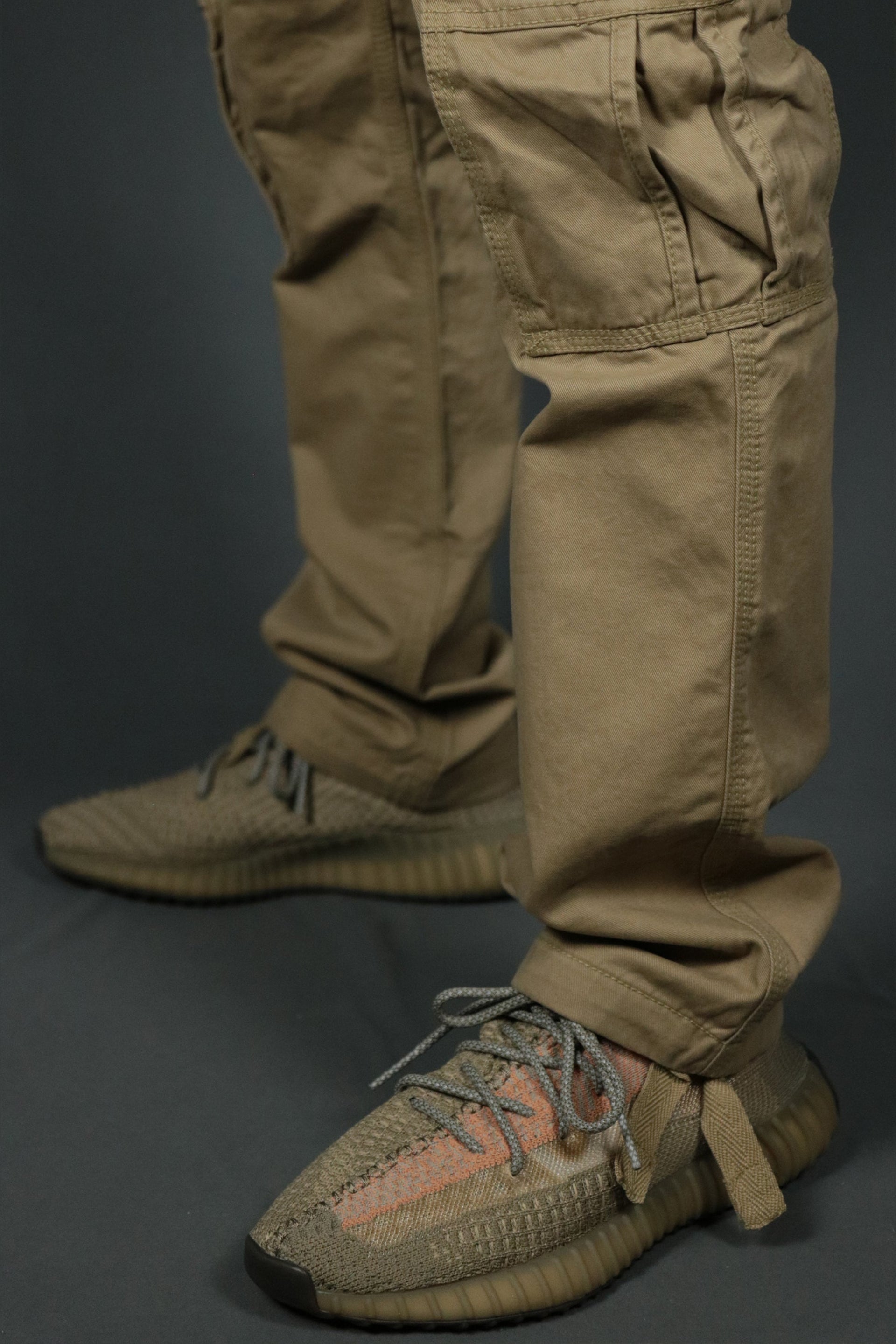 The tapered leg khaki men's 6 pocket cargo pants by Jordan Craig.