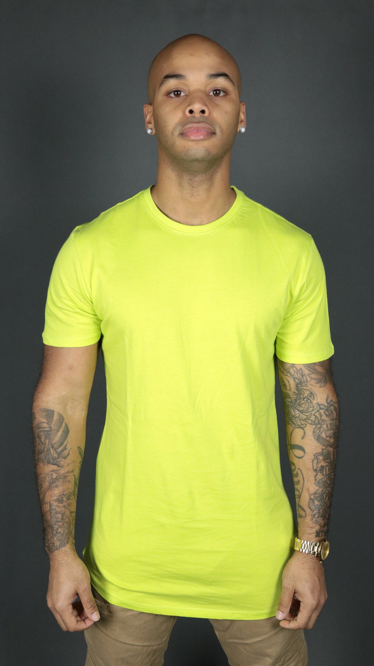The yellow Jordan Craig longline scoop bottom tshirt for men.