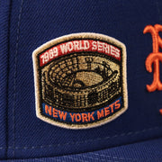 Close up of the 1969 World Series side patch on the New York Mets All Over World Series Side Patch 2x Champ Gray Bottom 59Fifty Fitted Cap