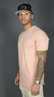 The pink Jordan Craig men's scoop bottom t shirt.
