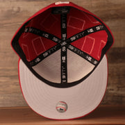 Phillies World Flags Gray Bottom Fitted Cap | Philadelphia Phillies International Flags Red Grey Under Brim Fitted Cap the bottom of the brim on this phillies flag cap is grey