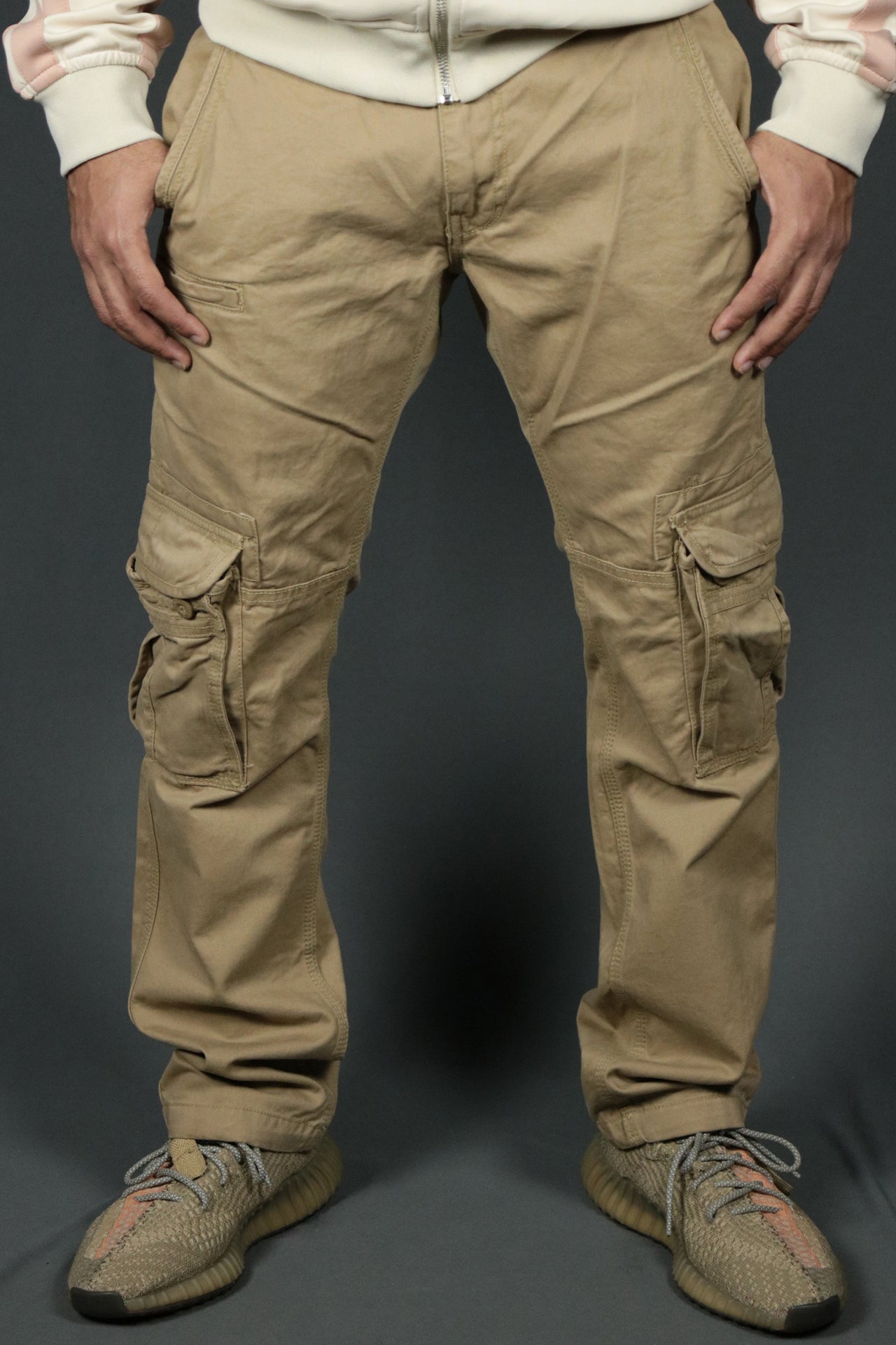 The Jordan Craig khaki cargo pants for men.