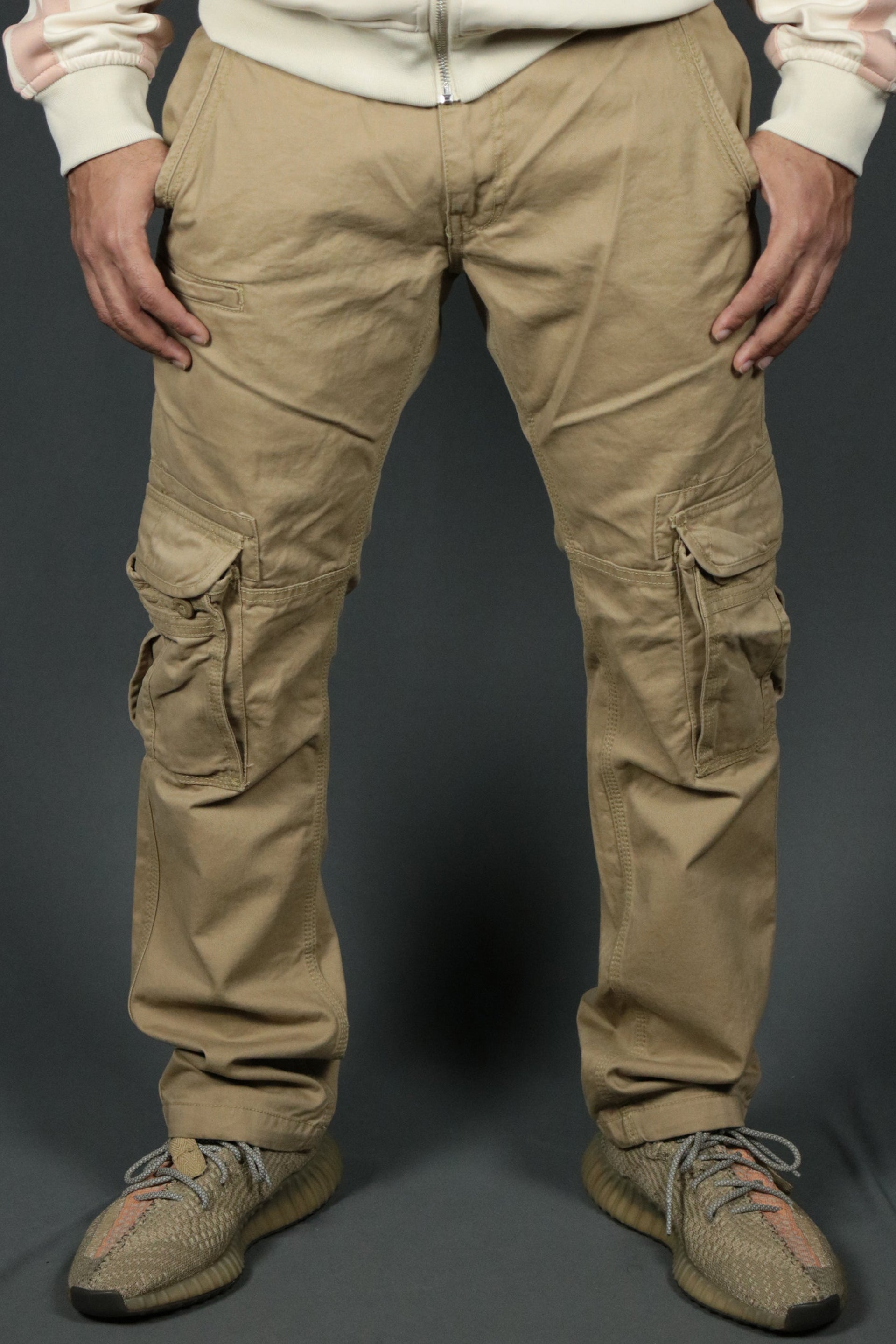 The Jordan Craig khaki cargo pants for men.