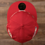 Crown of the Phillies red all over patch fitted 59fifty cap from the top.
