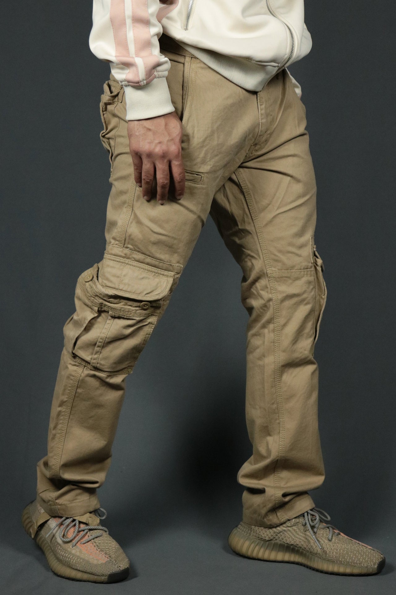 The khaki Jordan Craig 6 pocket utility cargo pants for men.